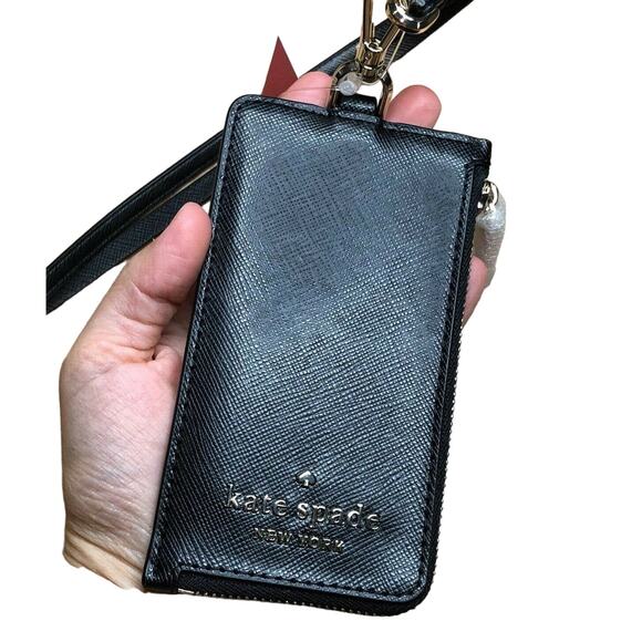 Kate Spade Staci Card Case Lanyard ID Wallet Black NWOT - Picture 3 of 7